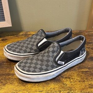 Vans Black and Gray Checkered Slip-Ons Kids